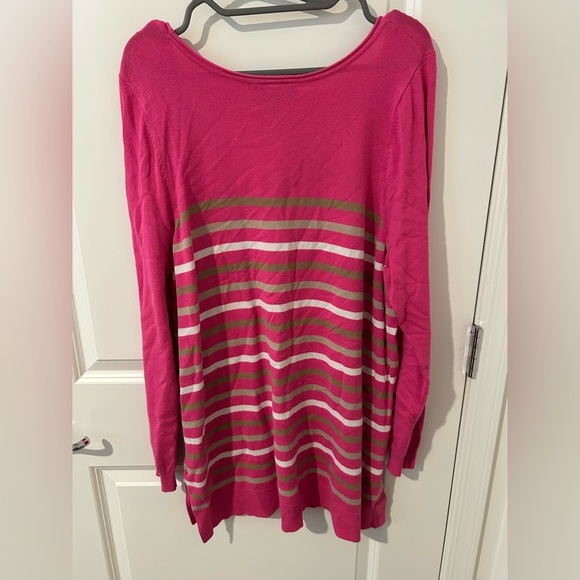 Lane Bryant Long Pink Stripe Sweater - Picture 8 of 9